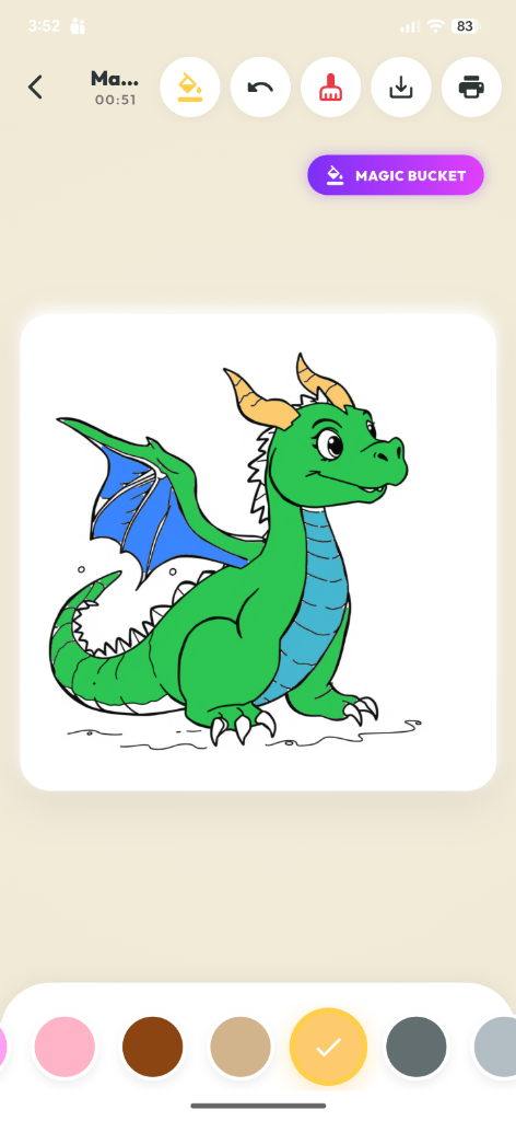 Dragon colored in-app